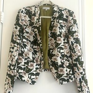OVI Women's Floral Blazer - Olive Green and White
